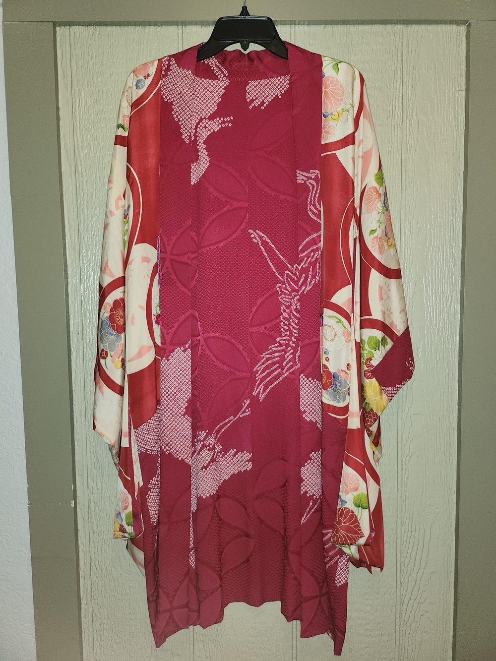 Floral Red and Cream Kimono Cardigan